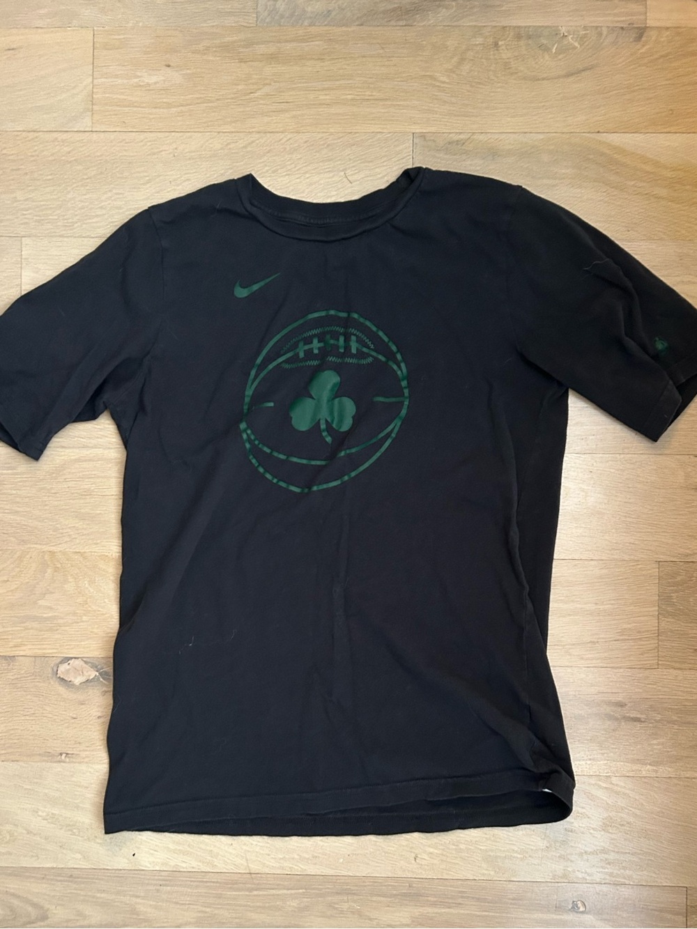 Nike Black Short-Sleeve Tee with Dark Green Logo